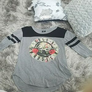 Gray guns n roses 3/4 sleeve tee